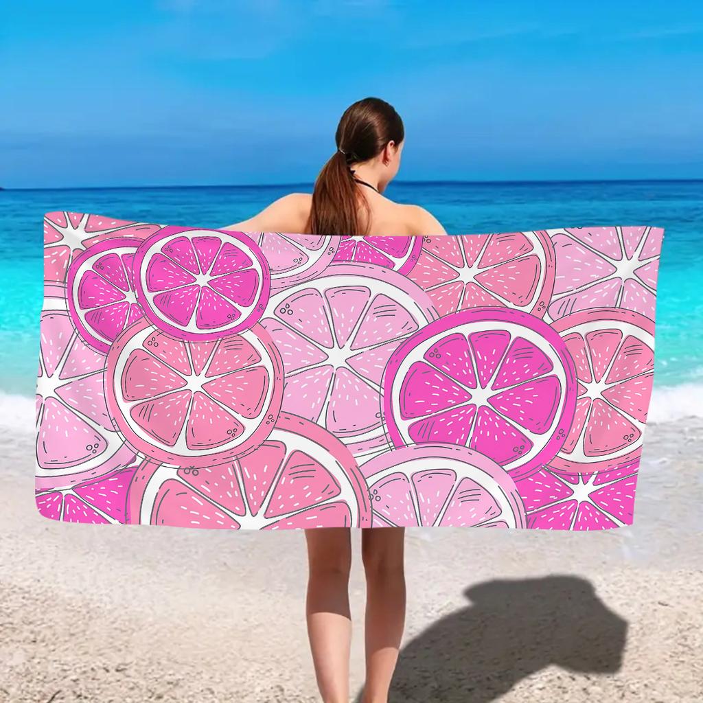 1pc Lemon Beach Towel, Ultra-fine Fiber Quick Drying Absorbent Beach Towel, Outdoor Camping, Swimming Beach Towel