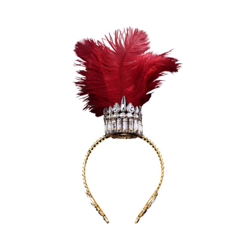 Luxurious Feathered Crown Headband With Rhinestones For Carnivals Parties And Special Occasion Women Costume Props