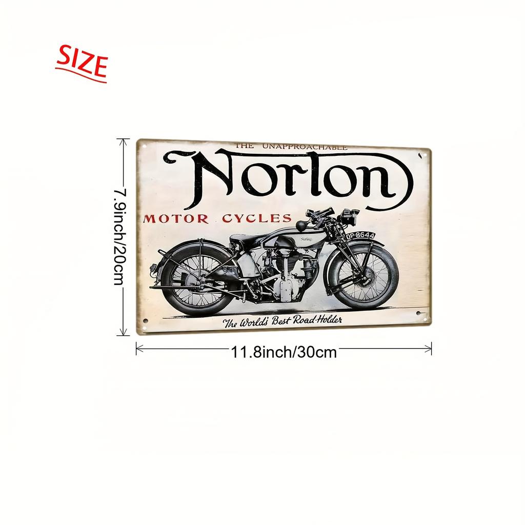 2D Flat - 1pc Vintage Norton Motorcycles Metal Sign - 8x12 Inch Retro Wall Art with Classic Motorcycle Design, "The Un Approacha