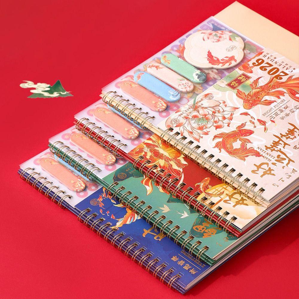 Chinese Style Desktop Paper Calendar Koi Fish Agenda Organizer  Home Office Supplies