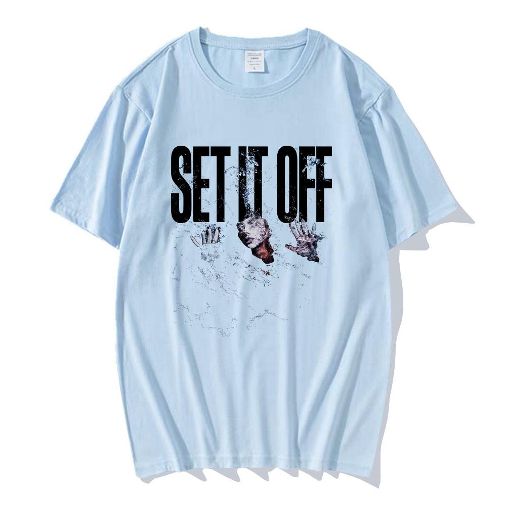 SET IT OFF Rock Band T-shirt Fashion Short Sleeve Male Tshirts Unisex Streetwear Casual Cotton Loose Male Tee-shirt Graphic Tees
