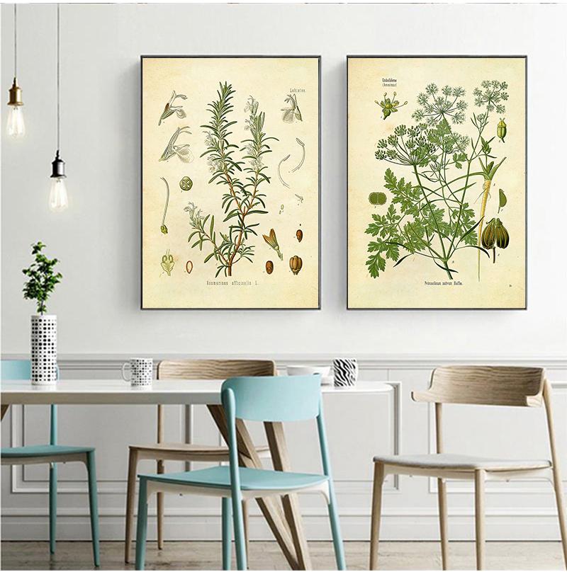 Spices Herbs Print Vintage Botanical Poster Parsley Sage Rosemary Thyme Culinary Wall Art Picture Canvas Painting Kitchen Decor