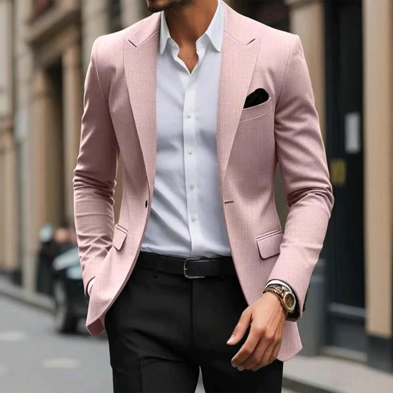 

Модная и повседневная мужская однотонная спортивная куртка на пуговицах с длинными рукавами для офиса 2XL розовый