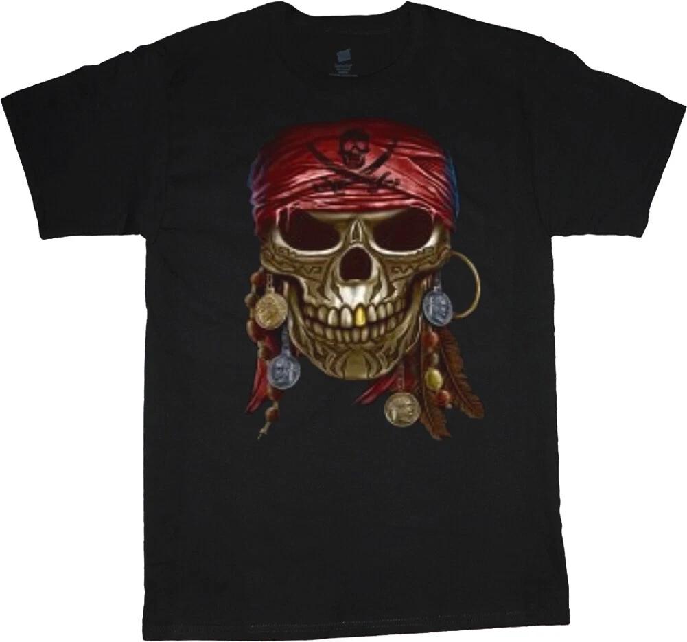 Mens Big and Tall T-shirts Pirate Skull Big Men Clothing Tall Graphic Tee M