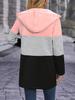 Women's Casual Color Block Hooded Jacket with Three-Color Splicing for Autumn/Winter