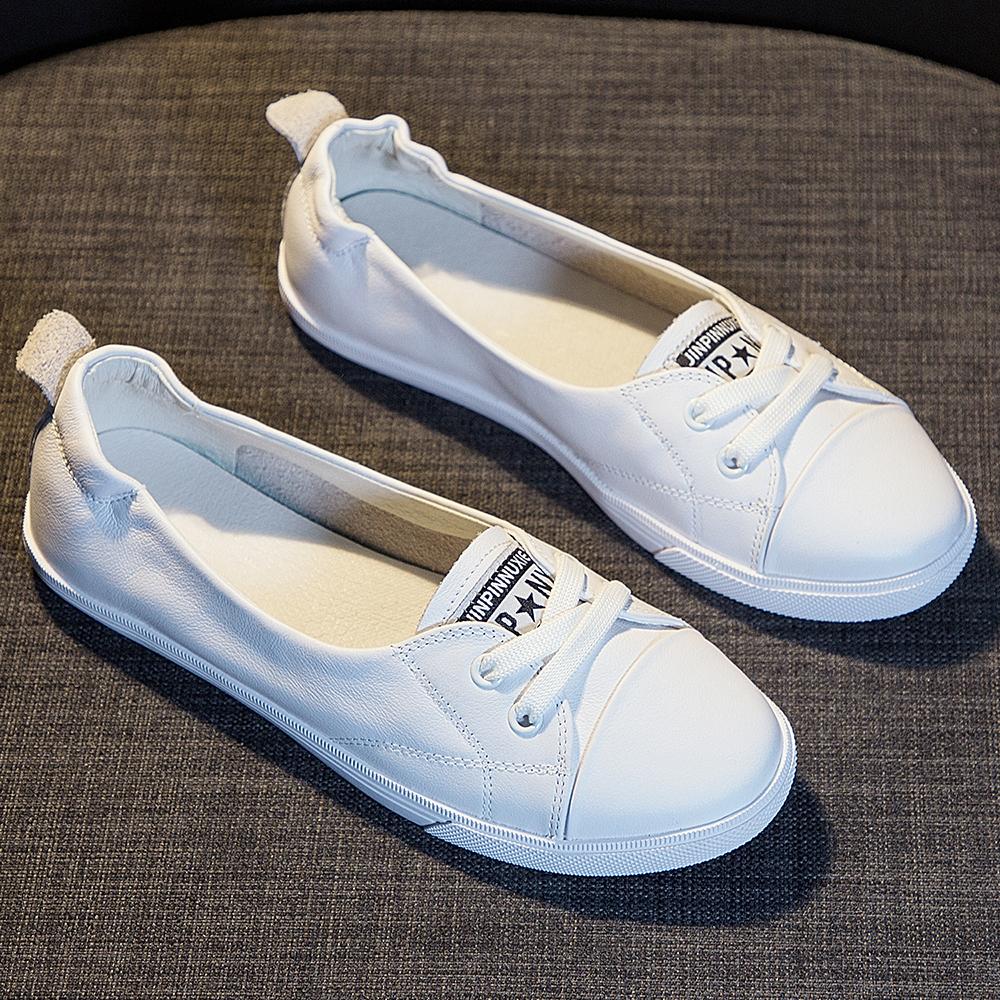 Schuhe für Damen, Sneakers, Frühling, Sommer, echtes Leder, einfache Flats, Studentenschuhe, Slip-On, Freizeitschuhe, Umstandsschuhe, Übergröße 42