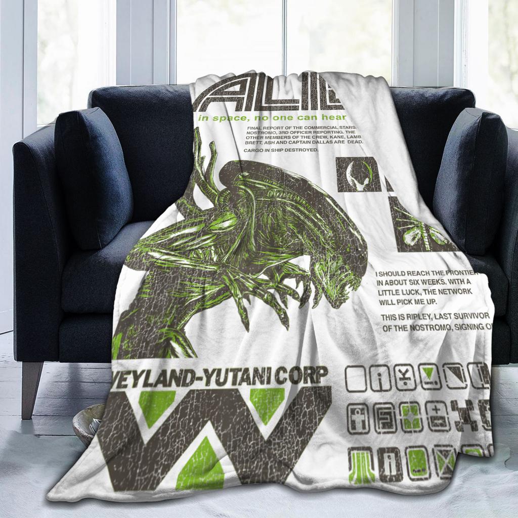 Aliens Iconic Xenomorph Quotes Collage Flannel Blanket  Funny Throw Blankets for Bed Sofa Couch 200x150cm Lightweight