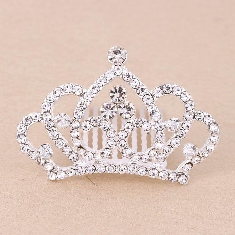 Korean-Style Rhinestone Kids' Crown Hair Comb - Cute Tiara Hair Clip for Girls, Sparkly Headpiece Perfect for Dance Performances