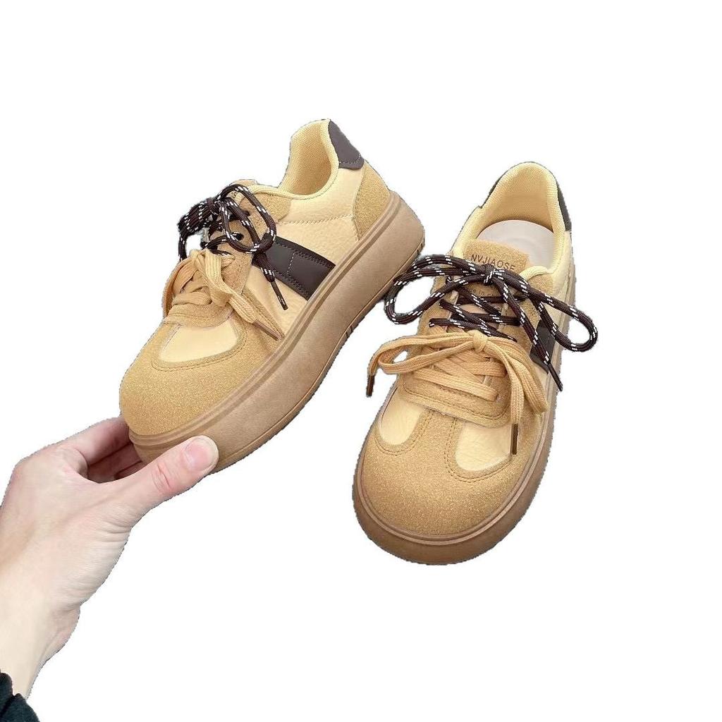 thick-soled German training shoes women's 2025 new spring and autumn shoes bread shoes versatile big head white shoes design board shoes