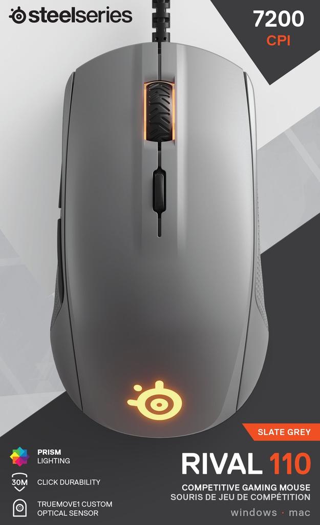 SteelSeries Rival 110 Schiefergrau Optische Gaming-Maus Rechtshänder (Produktcode 62470)