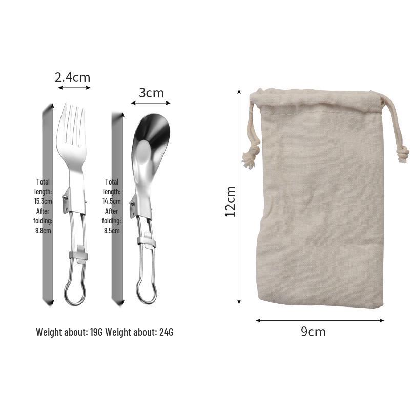 Portable Stainless Steel Camping Cutlery Set: Fork, Spoon, Chopsticks, Folding Yuanbao Spoon, Alloy Fork