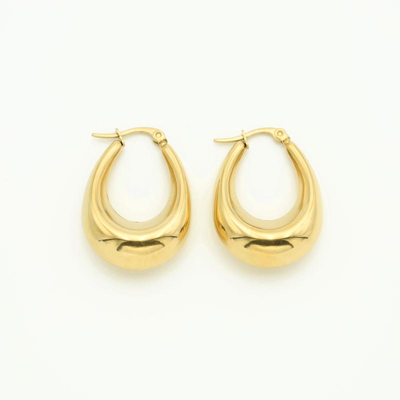 Light Luxury Titanium Steel U-Shaped Hollow Earrings Niche Design Sense 18K Ear Jewelry Handmade