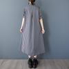 Short Sleeve Plus Size Vintage Stripe New In Dresses for Women Casual Loose Long Summer Shirt Dress