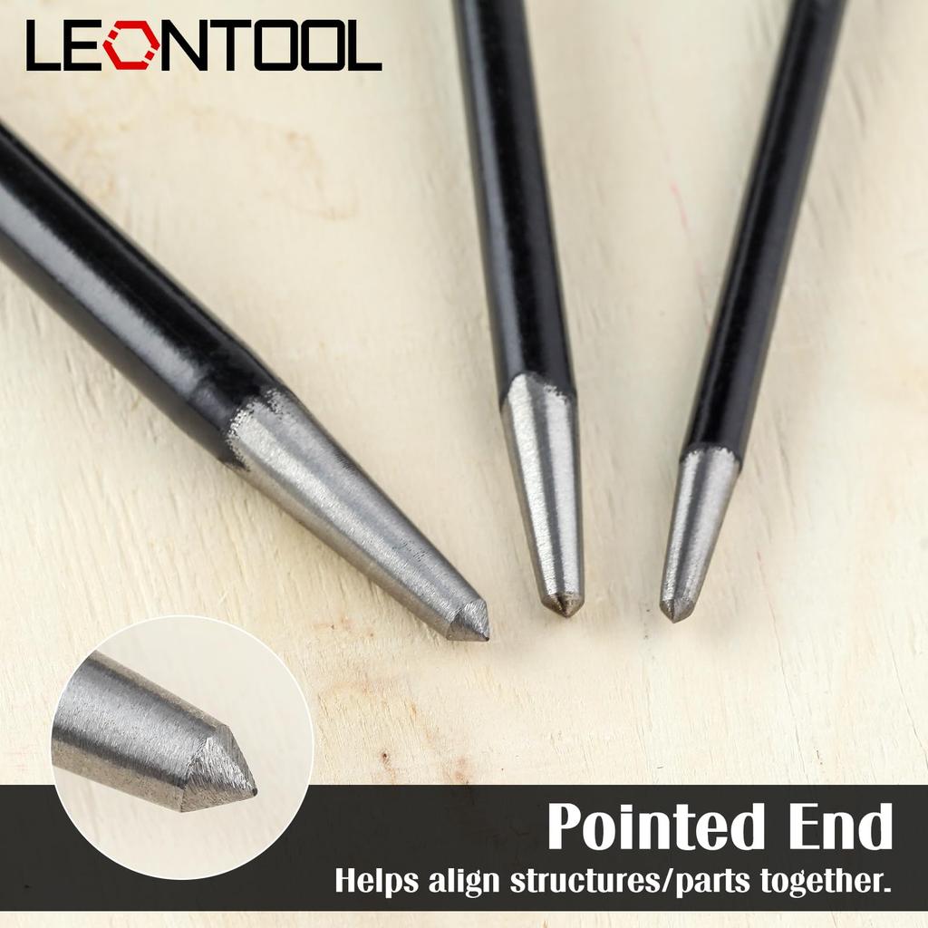 LEONTOOL Rolling Head Pry Bar Set 6" 12" 16" 3-Piece Set Rolling Head Pry Bar Set Telescopic Indexing Pry Bar Mighty Bar Roll Type Pry Bar Set