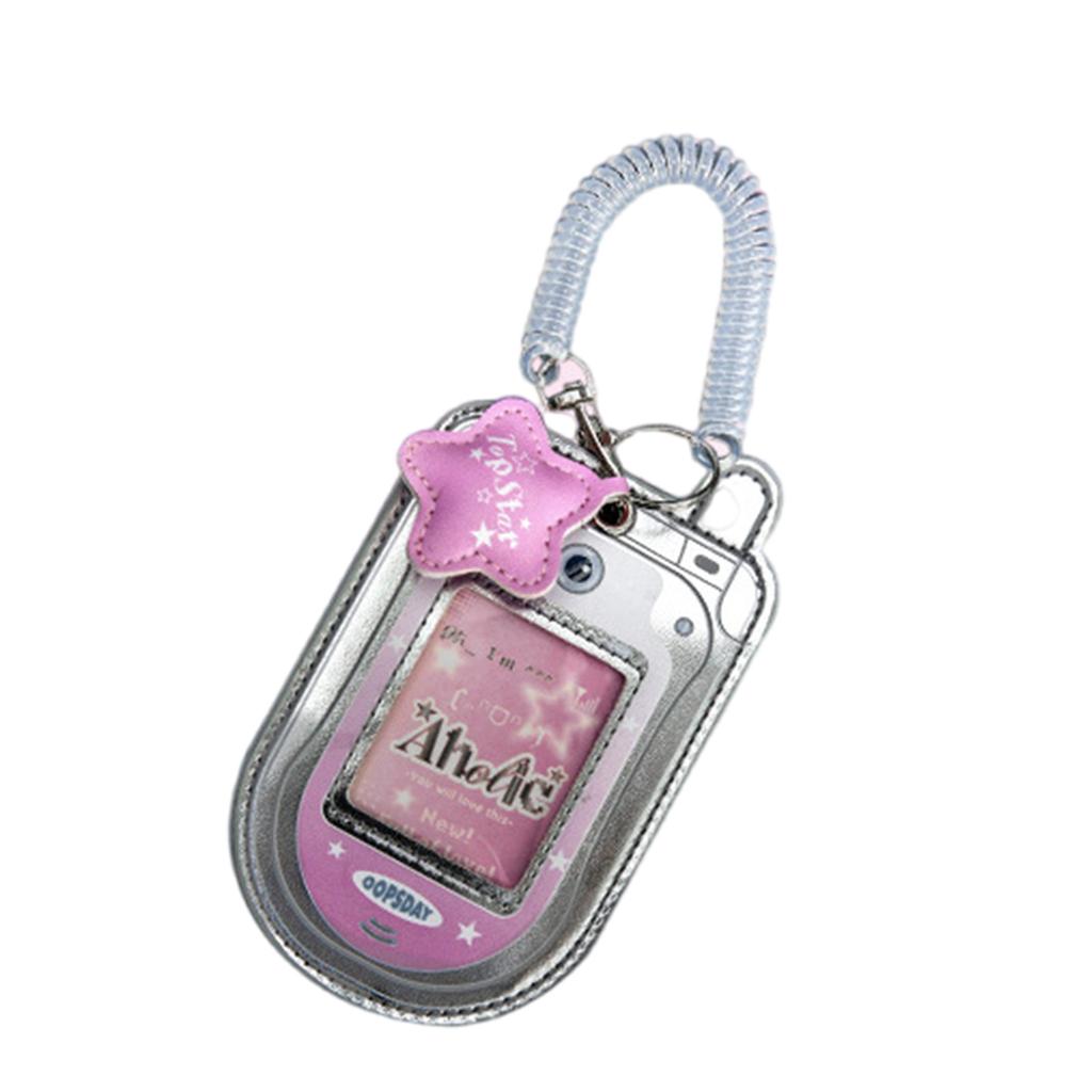 Klafftelefonformet fotokortholder Tegneserie Fotokort Beskyttelseslomme Vanntett Lær Kortetui Holder 2-3 Kort