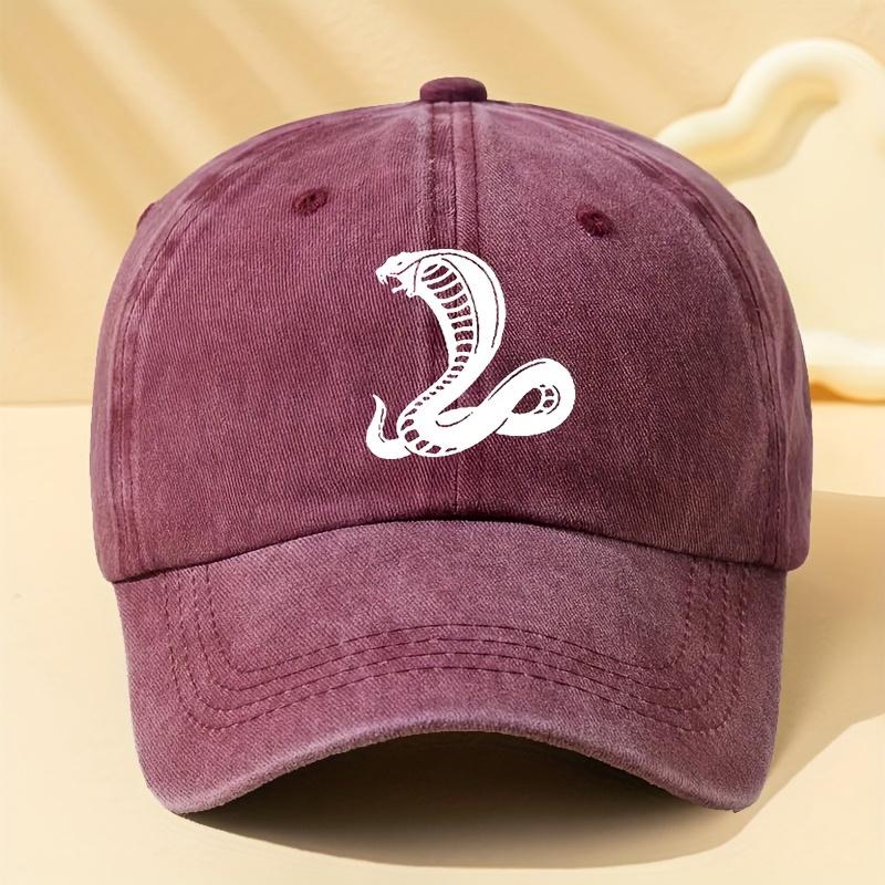 White Snake print retro baseball cap lightweight duckbill cap suitable for outdoor sports, leisure camping, hip-hop, Unisex's dad