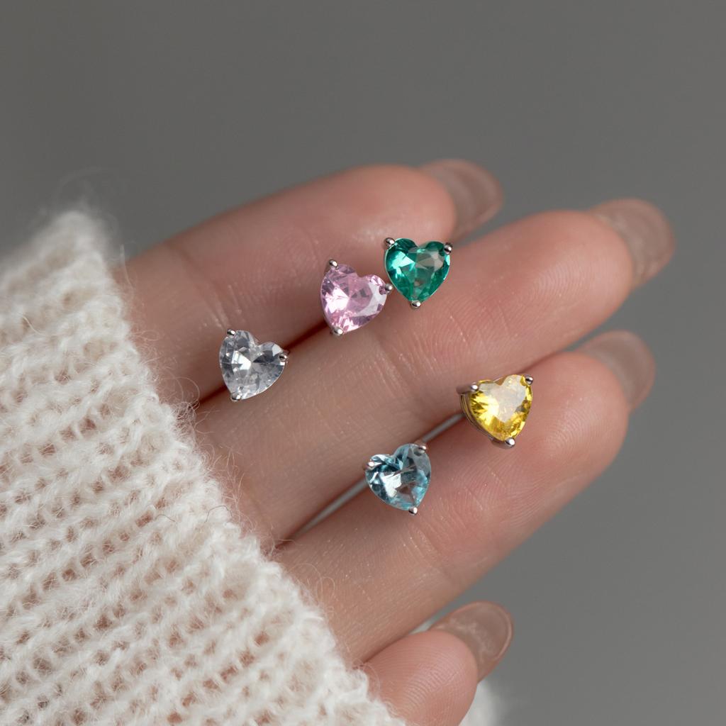 925 Sterling Silver Heart Zircon Piercing Stud Earrings Wedding Luxury Elegant Jewelry For Woman Wholesale Accessories