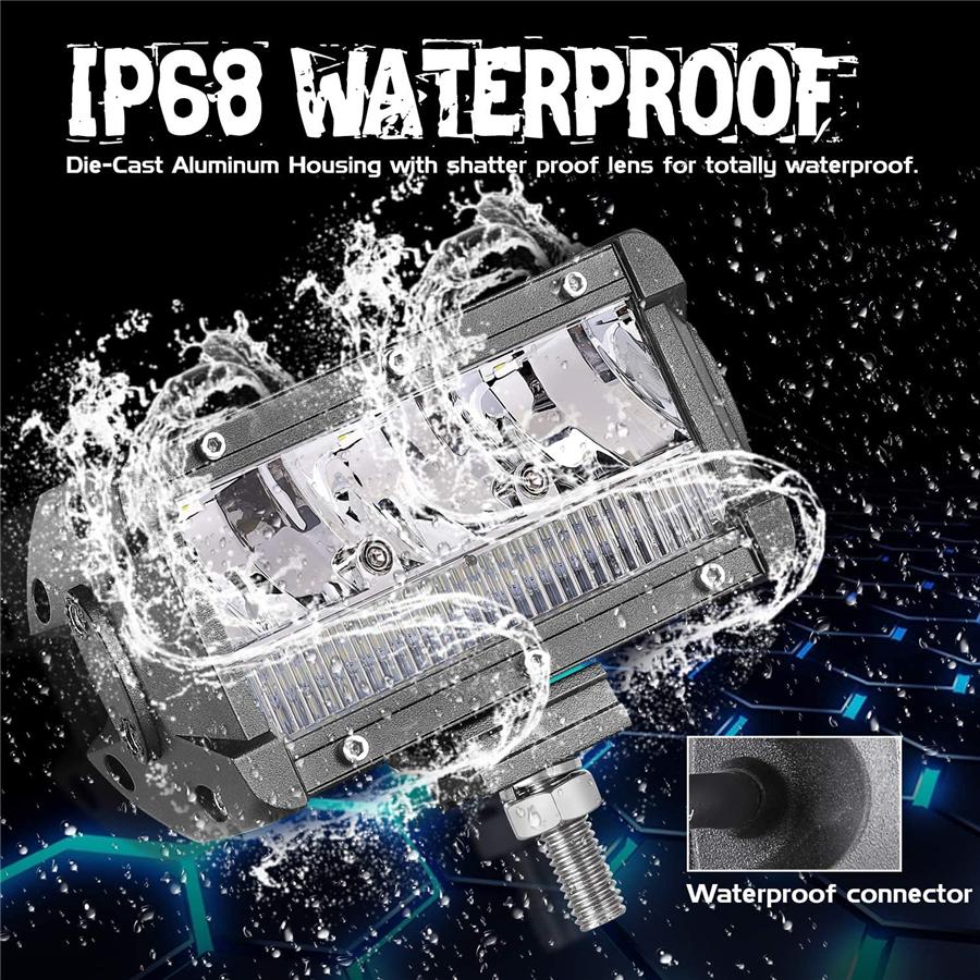 2Pcs 5 Inch 260W 26000LM LED Light Bar Spot Flood Combo Beam Off Road Driving Light LED Cubes LED Work Light Fog Lamps