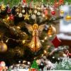 Decorazioni per Albero di Natale Durevoli Ornamento Angelo Stile Vetro Colorato, Decorazioni Appese Acriliche 2D per Decorazione Domestica con Cordino Dorato, Festività