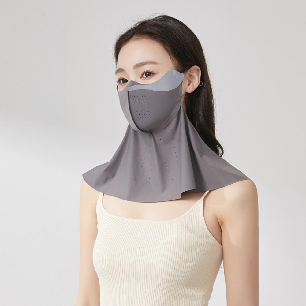 

Маска для защиты от солнца UPF50+ Ледяной шелк Солнцезащитная маска для лица Новая Защита от УФ Лучей Шарф для шеи Для улицы темно серый
