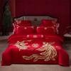 High-End Long-Staple Cotton Wedding 4Pcs Set Chinese Wedding Wedding Kit Big Red Embroidery Pure Cotton Wedding Bedding