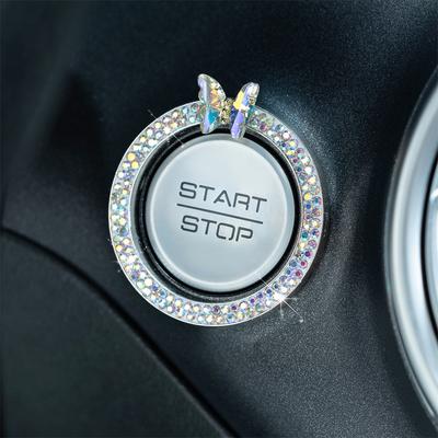 1 Stück Strass Schmetterling Auto Startknopf Dekoration Kreis Diamant Ein Klick Startknopf Motor Start Stopp Schalter Knopfabdeckung