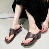 Fashion Fashion Square Flip-Flops Women's Fashion Square Toe Open Toe Clip Toe Metal Buckle Non-Slip Kitten Heel Shoes