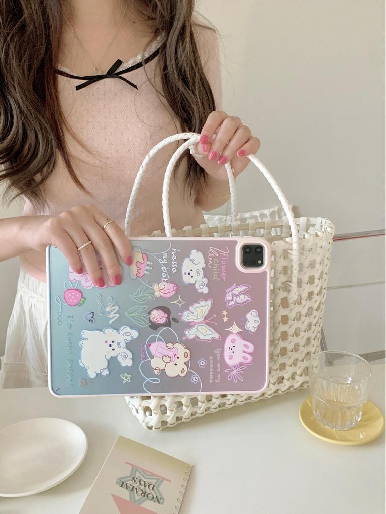 Acrylic Butterfly Tulip Rabbit Case for iPad Pro (2021-2025)