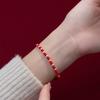 La monada 25cm Lucky 925 Silver Rope Bracelets Women Silver 8 Bead Red Thread Line String Bracelets For Women Girl Adjustable