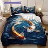 Koi Fish Pattern Bedding Quilt Set Quilt Cover Pillowcase Home Decoration Birthday Gift (1 * Duvet Cover + 2 * Pillowcase, Without Core)