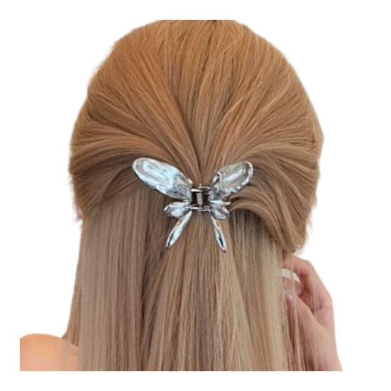 Hairpin Small Compact Metal Hair Clip Silver Color Butterflies Shape Back Head