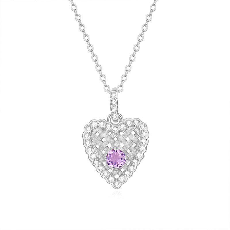 

S925 sterling silver wheat ear love necklace brushed weaving natural spar light luxury niche collarbone chain high-end design jewelry gift 925 silver