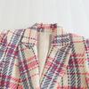 Women's Spring and Autumn Chunky Texture Double-breasted Slim Plaid Square Shoulder Blazer