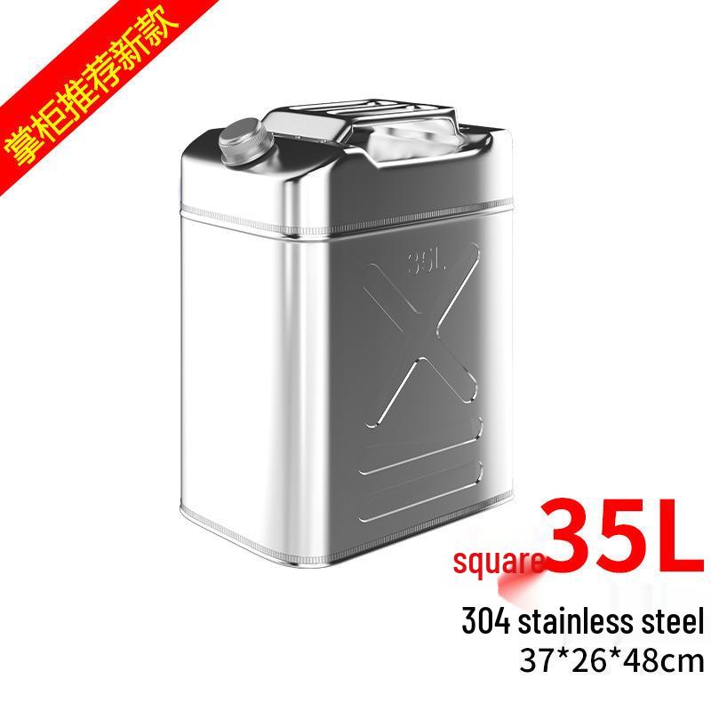 Stainless Steel Fuel Can - 304 Gasoline & Diesel, 10L/20L/30L, Thickened Portable Car Spare Tank