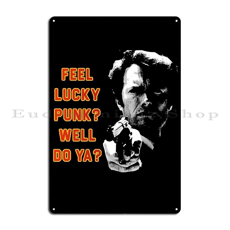 Грязный Гарри Чувствуешь себя счастливчиком, панк? Клинт Иствуд Металлическая табличка Клуб Бар Дизайн Клубная вечеринка Таблички Жестяная табличка Постеры 20x30cm（7.8x11.8inch）