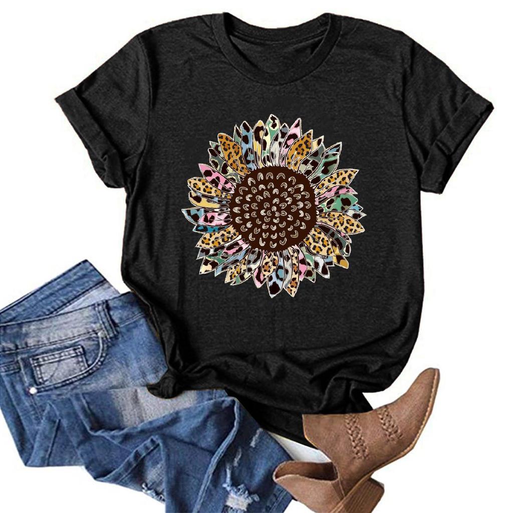 Women Casual Letter Printing Short Sleeves Loose T-Shirt Blouse Tops