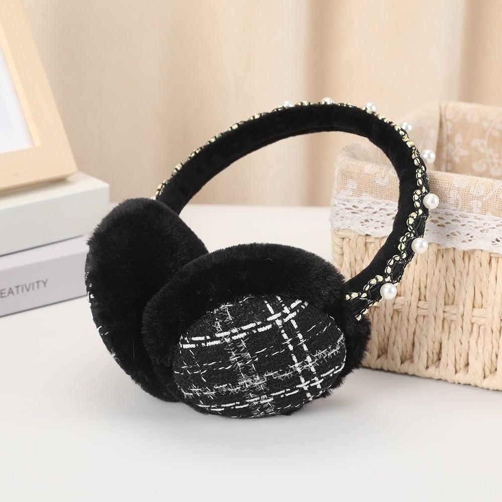 

Windproof Ear Warmer Cold Protection Faux Fur Ear-Muffs Pearl Earflaps For Women Men Outdoor чорний
