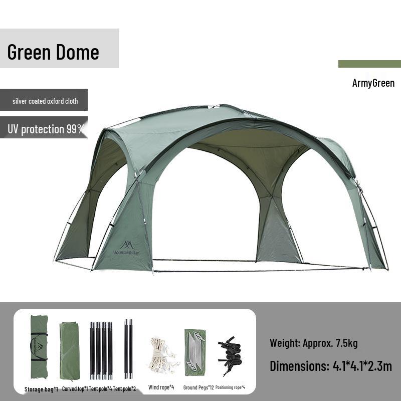 Namiot Kopułowy Górski: Duży namiot kempingowy zewnętrzny z osłoną przeciwsłoneczną i moskitierą na wycieczki samochodowe