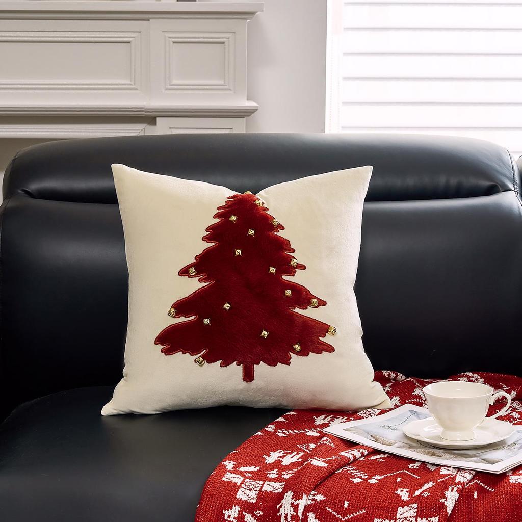 Reindeer Christmas Pillowcase, Winter Snowflake Embroidery Cushion Cover 45x45cm, Cross-border Bestseller