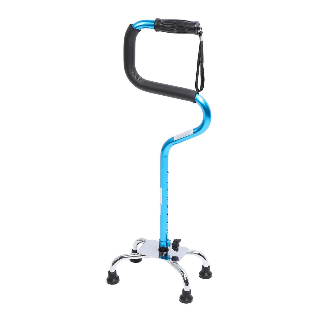 4 Pronged Base Walking Cane TPR Grip Aluminum Alloy Non Slip Quad Standing Stick for Indoor Outdoor