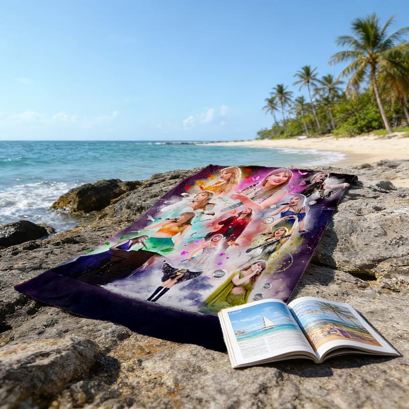 1pc Taylor Swift2 Beach Towel, Beach and Seaside Swimming Pool Equipment, Fashion Pattern, Rectangular, Travel Essentials