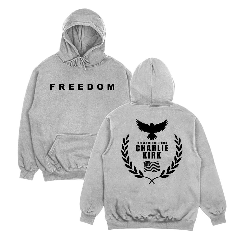 Tribute Charlie Kirk Freedom Hoodies Frau Mann Neu Ästhetische Pullover Herbst Langarm Kapuzenpullover Übergroße High Street Sweatshirts