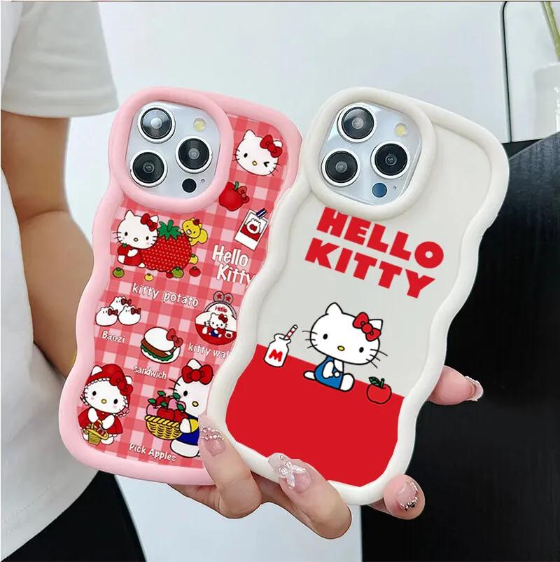 Hello Kitty Chain Case For Iphone 17 Pro Max 16 15 14 13 12 11 Pro Max 17 Air 16e 14 16 15 Plus 16+ Phone Casing Cute Wave TPU