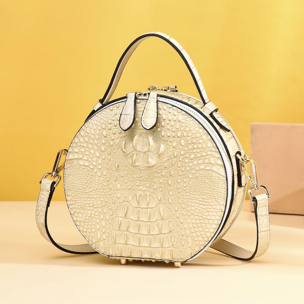 Damen-Tasche mit Krokodilmuster, Runde Kuchen-Tasche, Neue große Umhängetasche, Sommerliche Einzel-Schulter-Tasche, Tragbare Organiser-Tasche, Trendig