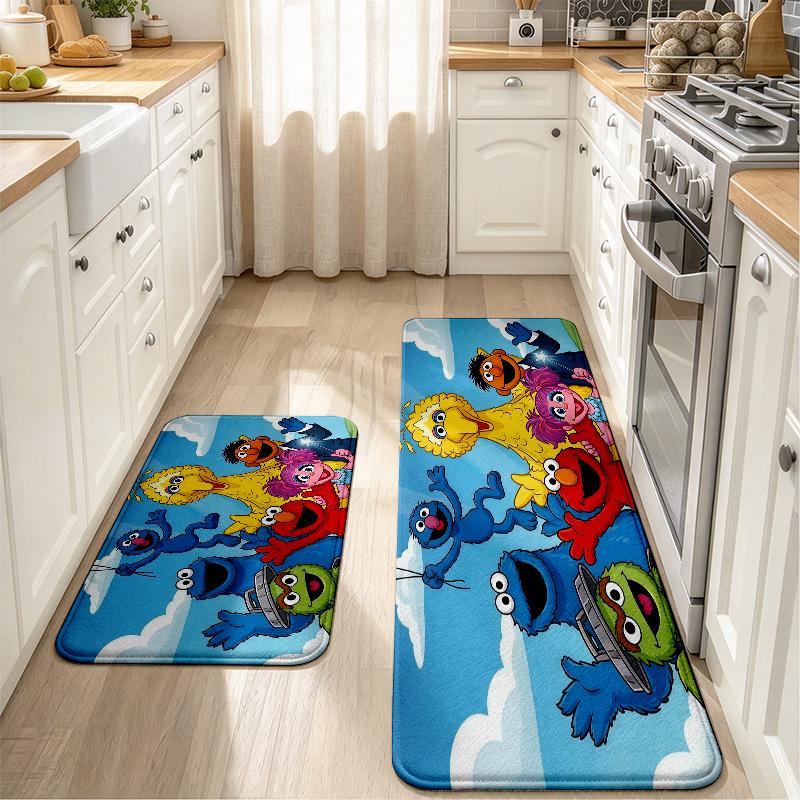 Sesame Street4 Flannel Kitchen Mat Christmas Soft Area Rug Non Slip Floor Carpet Home Decoration
