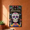 Day of The Dead Fabric Wall Art, Mexican Fiesta Theme Colorful Sugar Skull Wall Hanging Tapestry Decoration for Photo Booth, Halloween Party Home