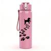 1PC Bird Footprint Trail Line Art Print 750ml Color Plastic Sports Water Bottle Leakproof Flip Straw Lid Suitable for Sports Office Home Use