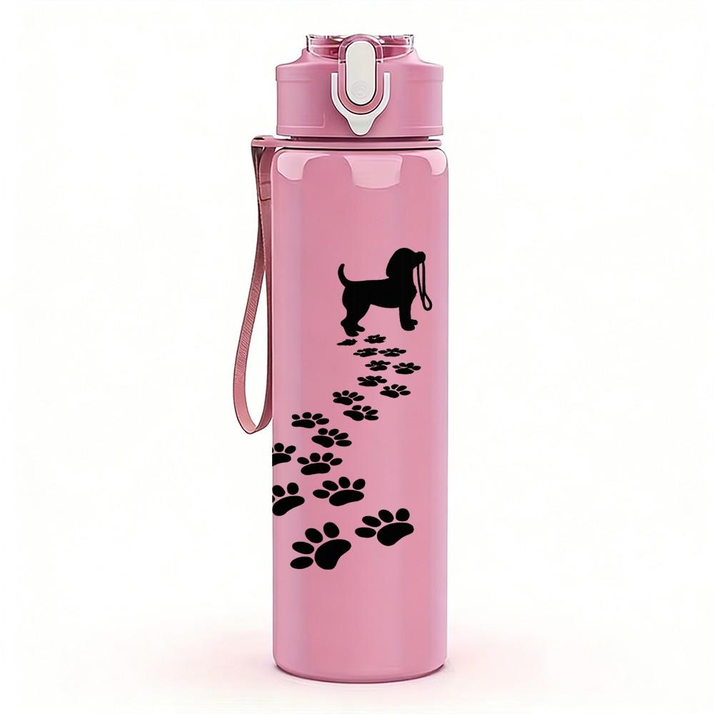 1PC Bird Footprint Trail Line Art Print 750ml Color Plastic Sports Water Bottle Leakproof Flip Straw Lid Suitable for Sports Office Home Use