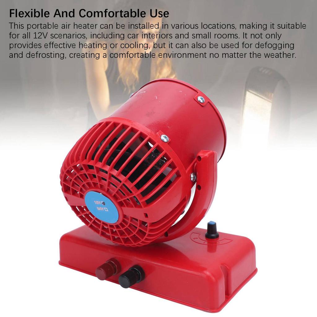 Portable Air Heater 12V 300W 2 in 1 Multifunctional Small Heating and Cooling Fan