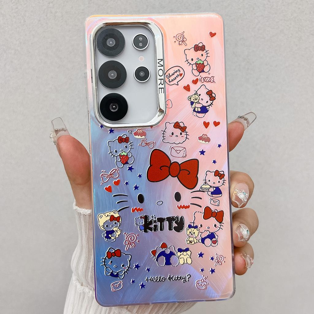 The new cartoon KT cat is suitable for Apple 16E mobile phone case iPhone15promax electroplating laser Samsung S25u.